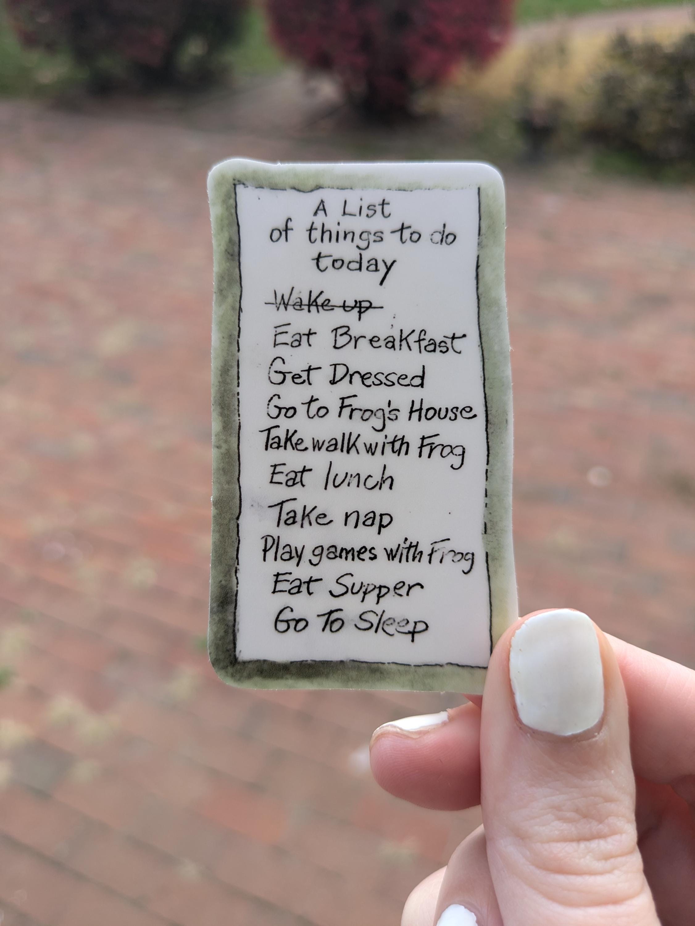 Frog and Toad List Sticker