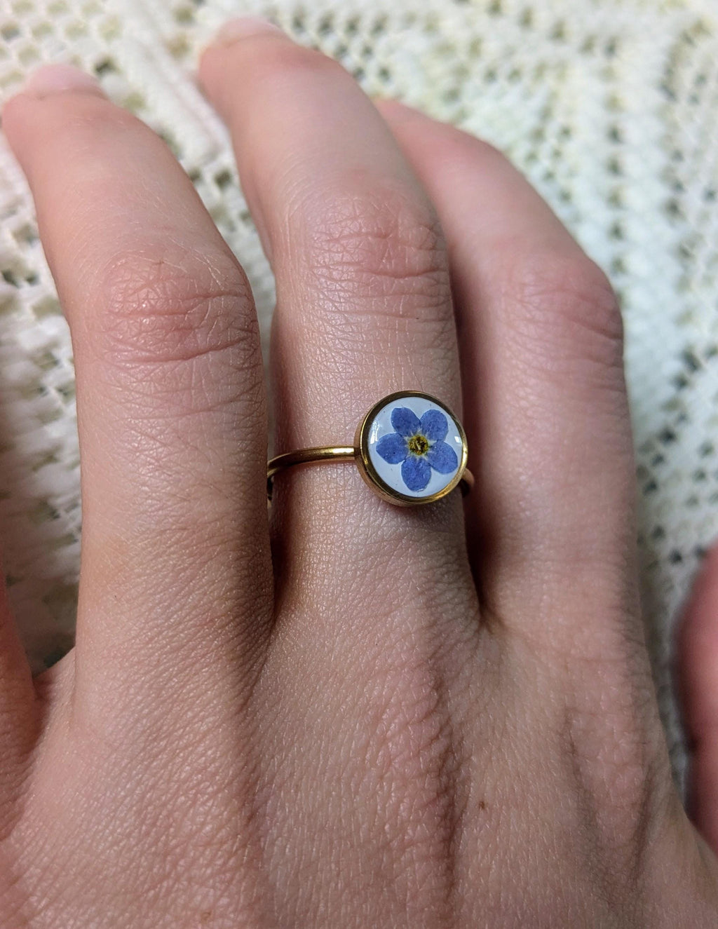 Forget Me Not Pressed Flower Ring
