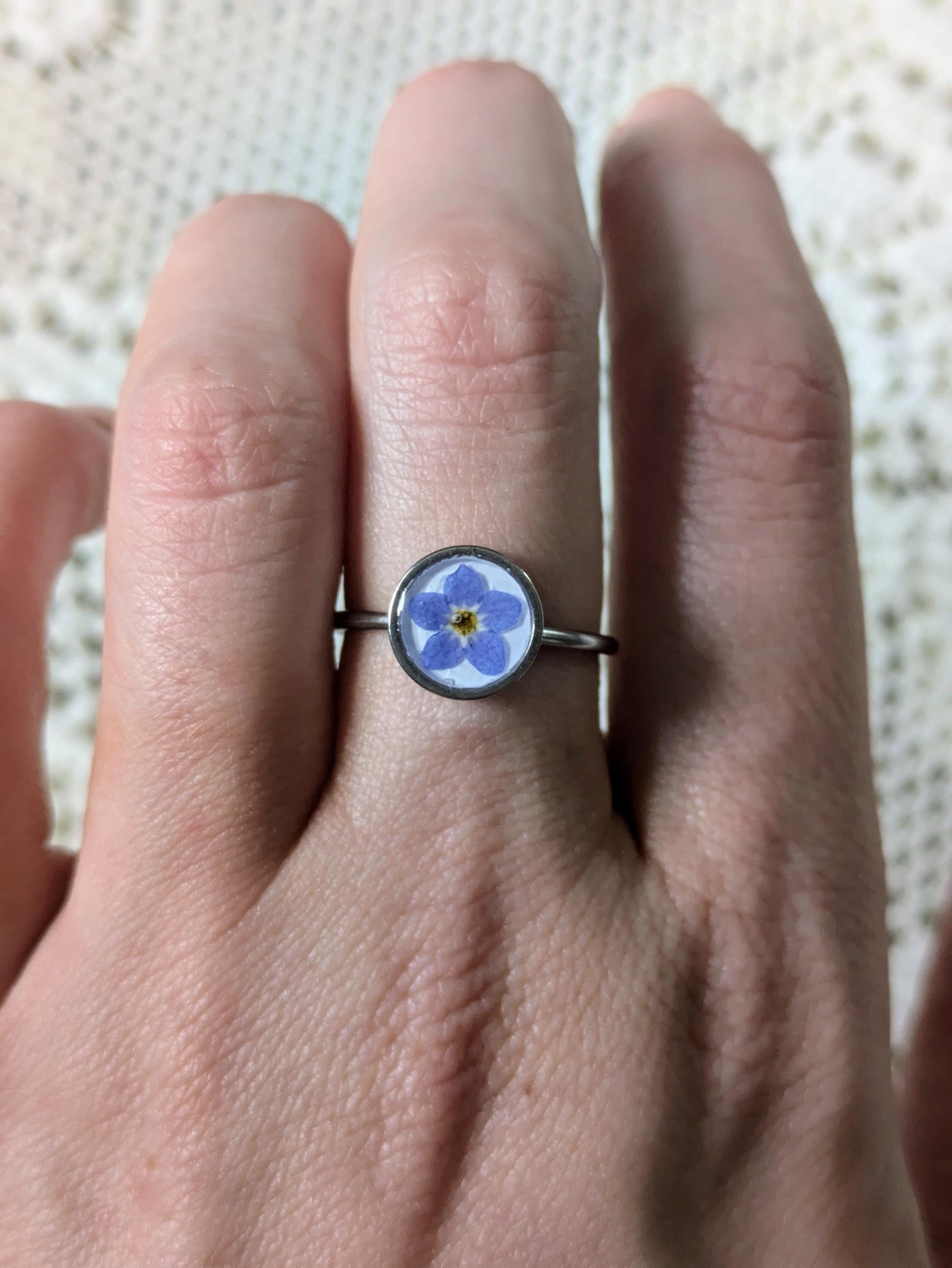 Forget Me Not Pressed Flower Ring